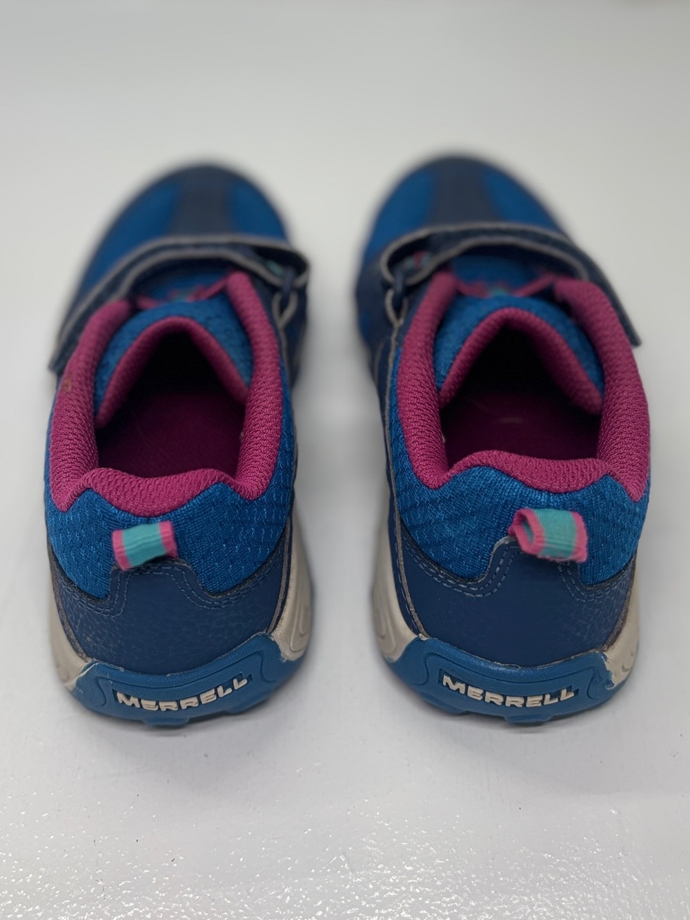 Merrell Kids Trail Running Hiking Shoes Blue Pink Hook & Loop Size 1 EU 32 - Picture 11 of 13